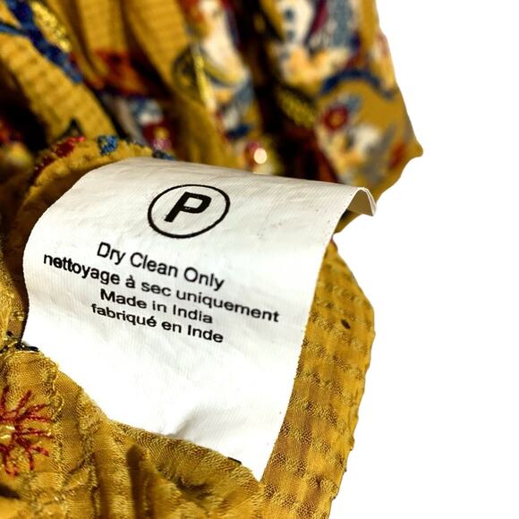 Bhanuni By Jyoti Dariela Beaded Short Sleeve Peplum Top Blouse Golden Yellow XS - Picture 10 of 13